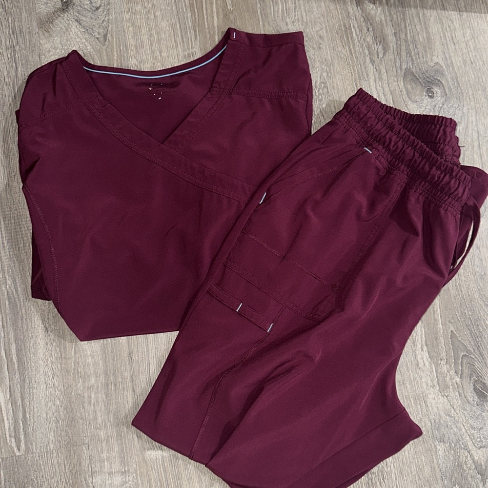 Women's Burgundy Scrub Set